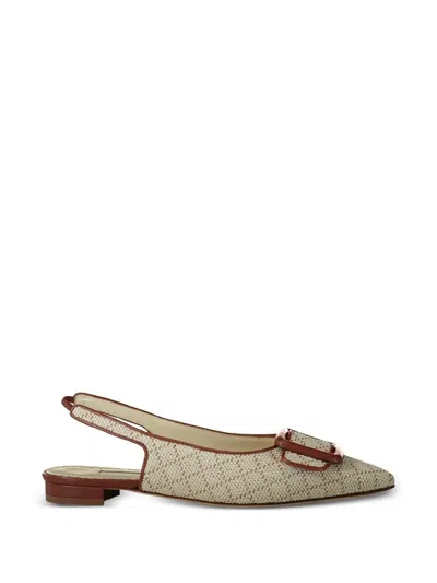 Manolo Blahnik Maylurabi Buckle Slingback Ballet Flats In Neutral