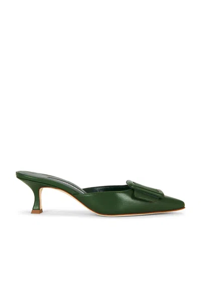 Manolo Blahnik Maysale 50 Mule In Dark Green