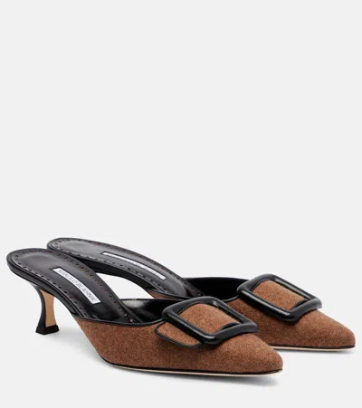 Manolo Blahnik Maysale 50 Mules In Brown