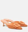 Manolo Blahnik Maysalebi 50 Suede-trimmed Croc-effect Leather Mules In Orange