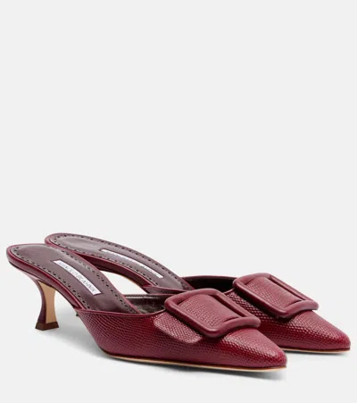 Manolo Blahnik Maysale 50 Snake-effect Leather Mules In Multi