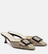 Manolo Blahnik Maysale 50 Snake-effect Leather Mules In White