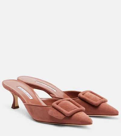 Manolo Blahnik Maysale 50 Suede Mules