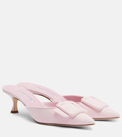 Manolo Blahnik Maysale 50 Suede Mules In Pink