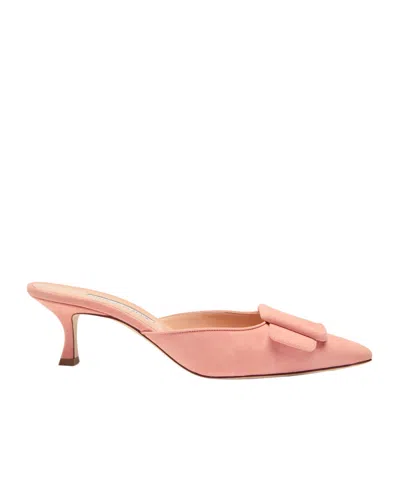 Manolo Blahnik Maysale 50 Suede Mules In Pink