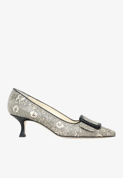Manolo Blahnik Maysale 70 Bi-color Pumps In Gray