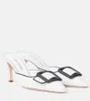 Manolo Blahnik Maysale 70 Leather-trimmed Raffia Mules In White