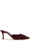 Manolo Blahnik Maysale 70 Suede Mules In Burgundy