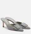 Manolo Blahnik Maysale 70 Suede Mules In Gray
