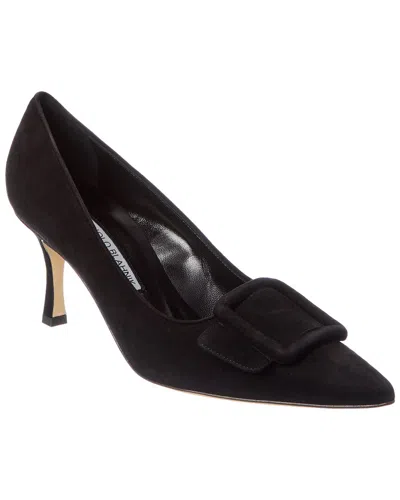 Manolo Blahnik Maysale 70 Suede Pump In Black