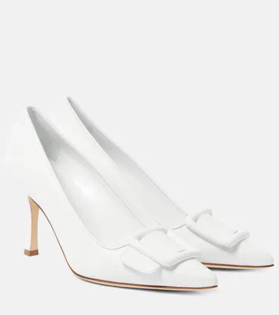 Manolo Blahnik Maysale 70 Suede Pumps In White