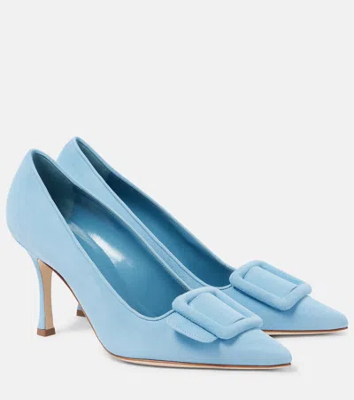 MANOLO BLAHNIK MAYSALE 90 SUEDE PUMPS