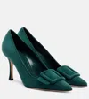 Manolo Blahnik Maysale 90 Suede Pumps In Green