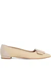 Manolo Blahnik Maysalepumpflat Raffia Ballet Flats In Neutrals