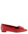 Manolo Blahnik Pointed Ballet Flats In Red