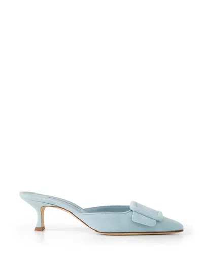 Manolo Blahnik Maysale Buckle-detail Mules In Blue