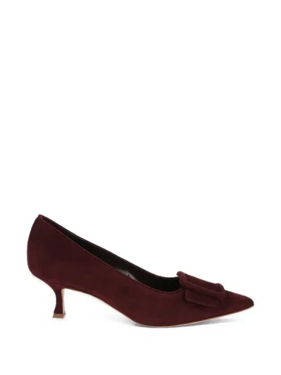 Manolo Blahnik Maysale Buckle-detail Pumps In Burgundy