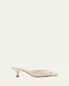 Manolo Blahnik Natural Velvet Maysale Heels In Cream