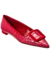 Manolo Blahnik Maysale Embossed Leather Flat In Red
