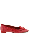 Manolo Blahnik Pointed Ballet Flats In Red
