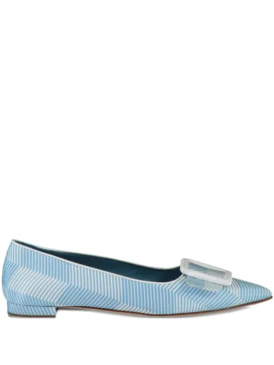 Manolo Blahnik Maysale Geometric-pattern Ballet Flats In Blue