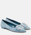 Manolo Blahnik Maysale Pattern Buckle Ballerina Flats In Blue