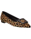 Manolo Blahnik 10mm Maysale Ponyskin Flats In Brown
