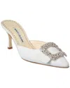 Manolo Blahnik Maysale Jewel 70 Mule In White
