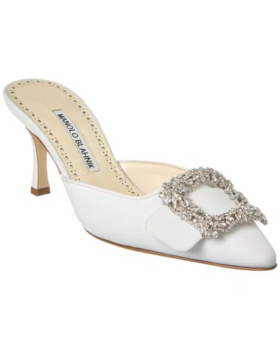 Manolo Blahnik Maysale Jewel 70 Mule In White