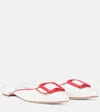 Manolo Blahnik Maysale Leather-trimmed Raffia Mules In White
