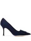 Manolo Blahnik 50mm Maysale Suede Pumps In Black