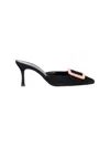 Manolo Blahnik 50mm Maysalebi Suede Mules In Black  