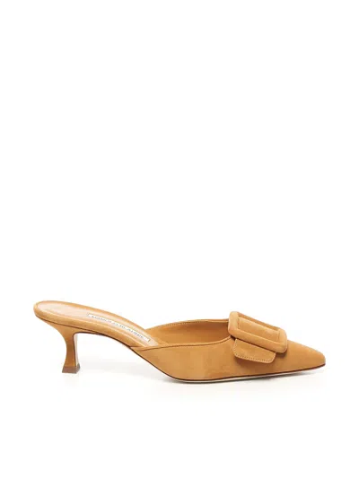 Manolo Blahnik Maysale Mules In Brown