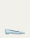 Manolo Blahnik Maysale Pattern Buckle Ballerina Flats In Blue/white