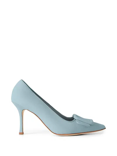 Manolo Blahnik Maysale Point-toe Pumps In Blue