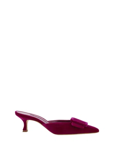 Manolo Blahnik Maysale 50mm Suede Mules In Rot
