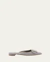 Manolo Blahnik Maysale Suede Buckle Ballerina Mules In Light Gray