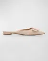 Manolo Blahnik Maysale Suede Buckle Ballerina Mules In Beige