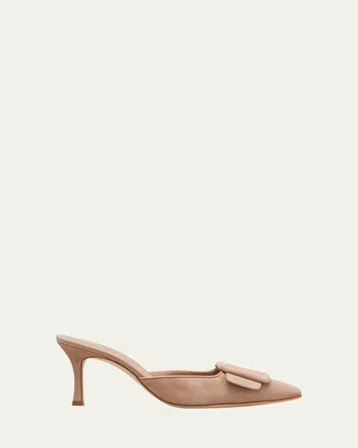 Manolo Blahnik Maysale 50 Beige Suede Mules In Beige O Tan