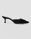 Manolo Blahnik Maysale Suede Buckle Mules In Black