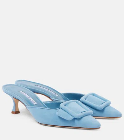 Manolo Blahnik Maysalebi 50 Grosgrain Pump In Blue