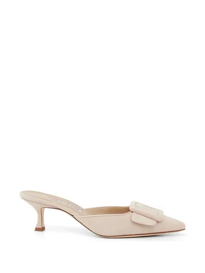 Manolo Blahnik Maysale Suede Mules In Neutral