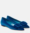 Manolo Blahnik Maysale Suede Point-toe Flats In Blue