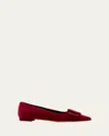 Manolo Blahnik Maysalepumpflat Suede Ballet Flats In Dark Red