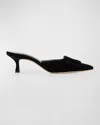 Manolo Blahnik 50mm Maysale Velvet Mules In Blck0015
