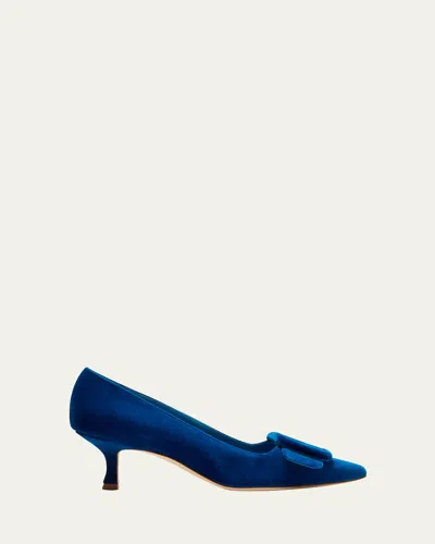 Manolo Blahnik Maysale 65mm Suede Pumps In Blue