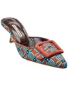 Manolo Blahnik Maysalebi 50 Canvas Mule In Multi