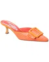Manolo Blahnik Maysalebi 50 Suede-trimmed Croc-effect Leather Mules In Orange