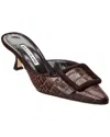 Manolo Blahnik Maysalebi 50 Croc-effect Leather Mules In Brown