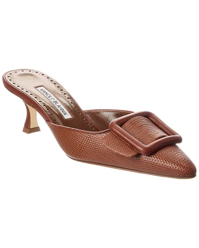 Manolo Blahnik Maysalebi 50 Leather Mule In Brown